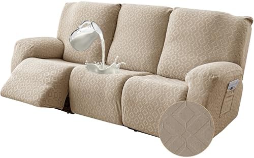 Gennia Waterproof Recliner Sofa Cover,3 Seat Couch Cover,Khaki by Genina