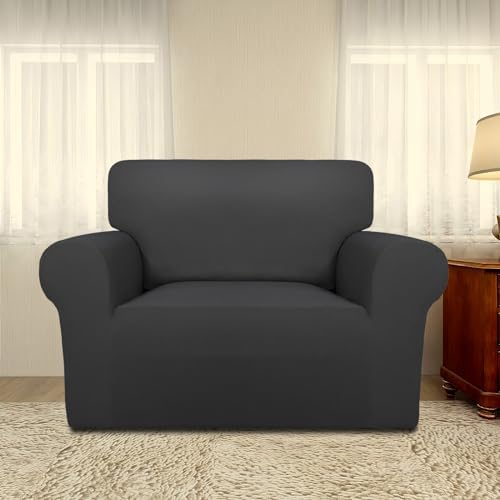 PureFit Super Stretch Sofa Slipcover – Spandex Non Slip Soft Couch Sofa Cover, Washable Furniture Protector with Non Skid Foam and Elastic Bottom for Kids, Pets (Oversized, Dark Gray) - Image 2