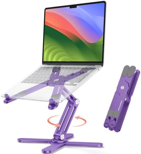 OMOTON LA10 360° Rotating Laptop Stand Riser Foldable for Desk, Purple by OMOTON