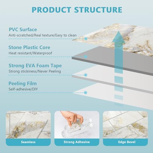 Vamos Tile 4-Piece Glossy Pandora Marble Peel and Stick Backsplash Tile - Image 6