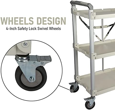 Olympia Tools 89-355 Pack N Roll Collapsible Service Cart, XL, 300LB Capacity, White - Image 6