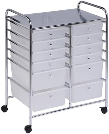 Honey-Can-Do Rolling Craft Storage Cart, Clear, 12-Drawer by Honey-Can-Do