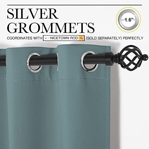NICETOWN Temporary Portable Curtains for Sidelight Door, Insulating Privacy Soundproof Bifold Doors for Sliding Closet Doorway Entrance Hallway (1 Piece, 5ft Wide x 8ft Long, Greyish Blue) - Image 3