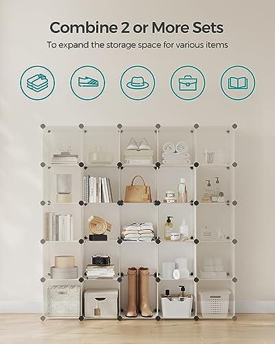SONGMICS 16 Cube Storage Organizer，Plastic stackable cube shelf - Image 5