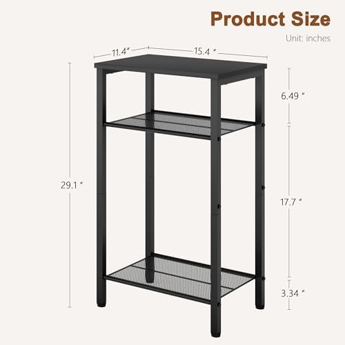 Hoctieon 2-Set 3 Tier End Table, Telephone Table Set of 2, Tall Side Table with Storage Set of 2, Small Nightstand for Small Spaces, Metal Frame, for Living Room, Bedroom, Sofa Couch, Black - Image 3