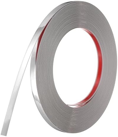 uxcell Silver Peel and Stick Molding Trim, 0.4 Inch x 39.4 ft Self-Adhesive Mirror Tape, Flexible PVC Border Strip for Wall Decoration Tile Edge Ceiling Floor Frame Furniture Decoration by uxcell