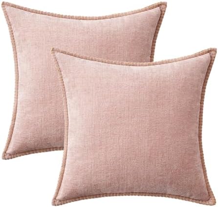 MIULEE Decorative Couch Throw Pillow Covers 16x16 Inch Pink 2 Pack - Image 6