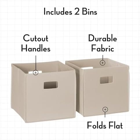 RiverRidge Folding Storage Bins - 2-pack of 10in Tall Taupe Cubes - Image 4