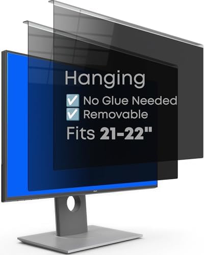 2-Pack 22 Inch Hanging Privacy Screen Protector for Monitor (Fits 21-22 Inch Frameless) , 30°+ Full Privacy & 95% Light Blocking, Instant Setup, 87% Blue Light & 97% UV Block, Office Data Security & Eye Protection by Unknown