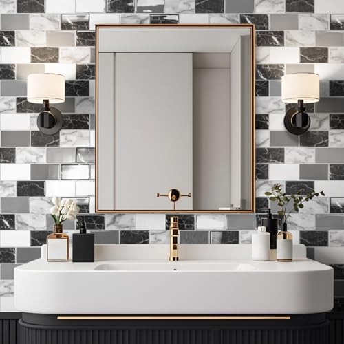 Art3d 10-Pack Marble Wall Tiles Peel and Stick Backsplash, Black White Grey - Image 4