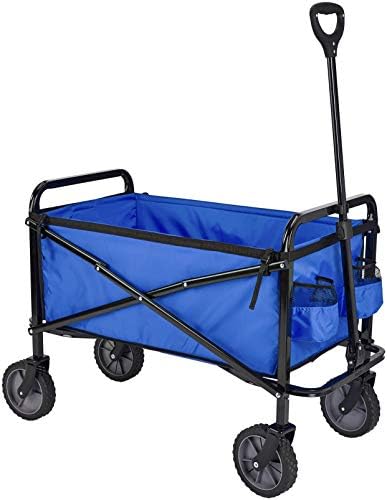 Amazon Basics Collapsible Heavy Duty Utility Wagon for Outdoor Sports, Camping, Garden, and Shopping, Versatile, Easy to Store, 265 Pounds Capacity, 27.6 x 40.9 x 20 inches, Blue by AmazonBasics