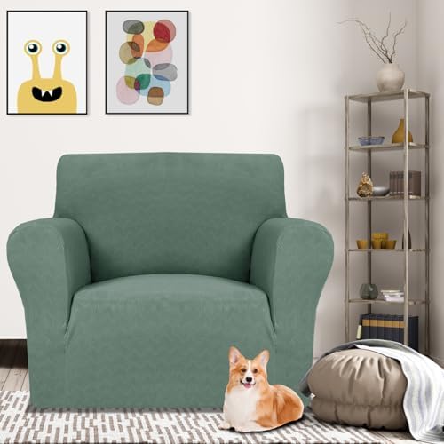 MAXIJIN Chair Covers for Living Room 1 Piece Stretch Sofa Chair Slipcovers with Arms (31"-46") Furniture Protector for Dog Pet Couch Armchair Cover (Chair, Diamond Pattern Pea Green) - Image 2