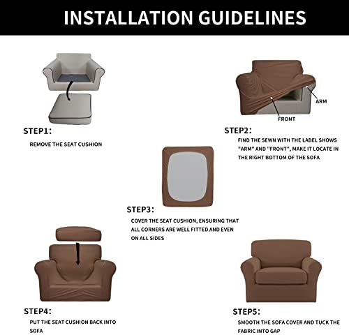 Easy-Going 2 Pieces Stretch Sofa Slipcover for Armchair Washable - Image 6