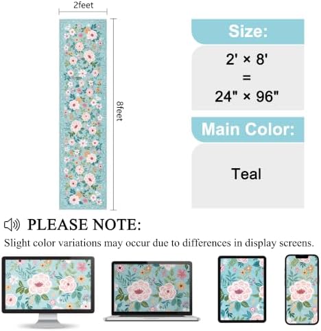 DUKINO 2x8 Runner Rug, Washable Runner Rug for Kitchen Non Slip, Teal - Image 2