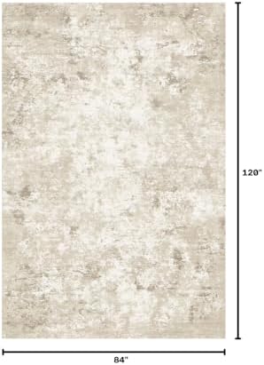 Toneed Washable 7x10 Beige Area Rug with Non-Slip Backing for Living Room - Image 2