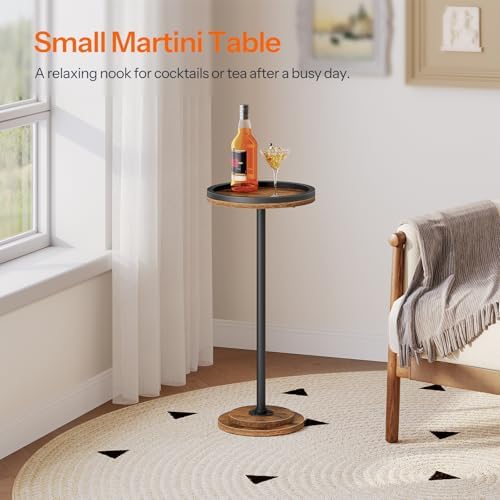 HOOBRO Small Round Side Tables, Set of 2, Drink Tables, Coffee Martini Tables with Pedestal Accent for Small Spaces in Living Room, Bedroom, Sofa Couch, Rustic Brown BF168BZP201 - Image 6