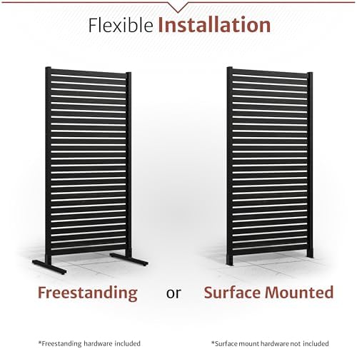 Enclo Slatted Freestanding/Surface Mounted Privacy Screen, Charcoal Wood - Image 4