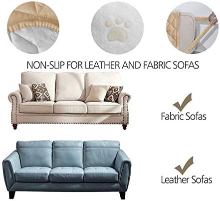 Ameritex Couch Sofa Slipcover 100% Waterproof Nonslip Quilted Furniture Protector Slipcover for Dogs, Children, Pets Sofa Slipcover Machine Washable (Sand, 78'') - Image 3