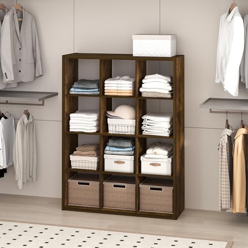 Furinno Cubic Extra Thick 12-Cube Closet Organizers and Storage, Amber Pine by Furinno-FitsYourSpaceFitsYourBudget