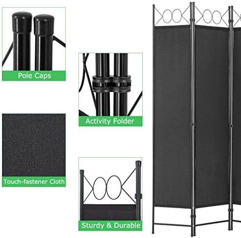 FDW 4-Panel Folding Room Divider | 6ft, Black | Light & Portable - Image 2
