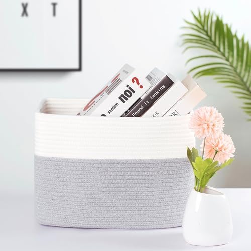 MINTWOOD Design 3-Pack Storage Baskets for Shelves, Playroom and Classroom, Book Basket, Decorative Storage Cube Bins, Woven Closet Organizers, Pantry and Shoe Organizer, Grey - Image 2