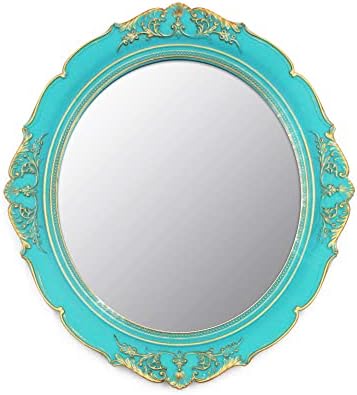 YCHMIR Vintage Decorative Wall Mirror 14.8 x 13.1 Inch Oval Mirror （Blue） by YCHMIR