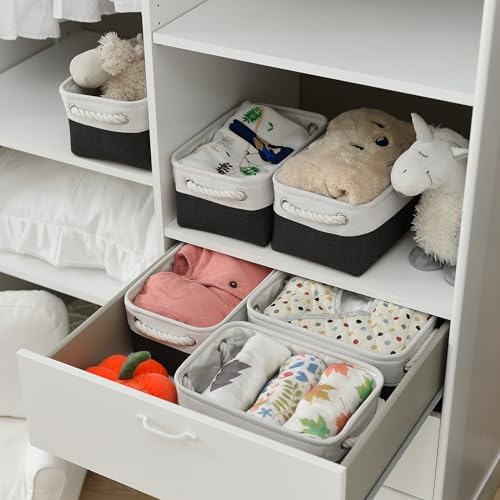 TheWarmHome Storage Bins for Shelves - 12x8x5.2 inch 1 Pack Storage Baskets for Gifts Empty for Closet Organizing Dog Gift Cloth Toy Cubes Box (White & Black) - Image 4