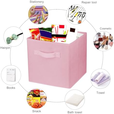 2Pcs Storage Cubes,10.5 Inch Collapsible Storage Bins,Fabric Foldable Bins - Image 5