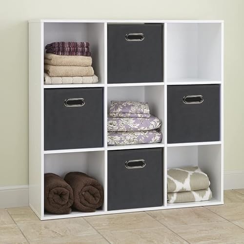 Fabric Cloth Storage Bins,Fabric Cube Organizer with Dual Handles Foldable Cube Storage Baskets for Home Bedroom Storage,Set of 8,(Gray) - Image 4
