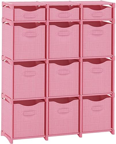 Cube Storage Organizer with Storage Bins Included - The Perfect Closet Organizers and Storage Solution. Includes 12 Storage Cubes, Great For Toy Storage, Closet Storage, Clothes Storage (Pink) by Neaterize