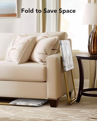 HUANUO Folding TV Tray Table, No Assembly TV Tray with Marble-Look Top - Image 6