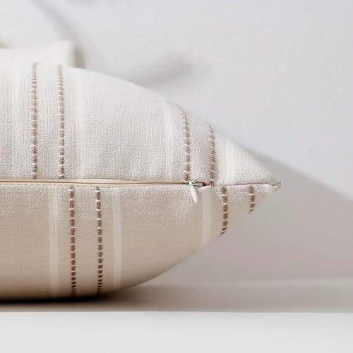Hckot Striped Throw Pillow Covers 12x20 Set of 2 Taupe Pillow Covers - Image 4
