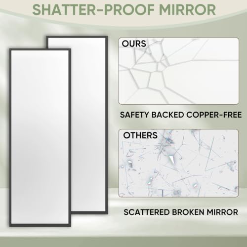 JUBEST 48x80 Mirrored Closet Door, 2-Panels Steel Frame Sliding Mirror Door Top & Bottom Track Kits, One Side Full-Sized Mirror with Safety Backing, Easy to Install, Black - Image 3