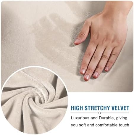 H.VERSAILTEX Wingback Chair Covers Polyester Spandex Plush Wing Chair Slipcover 1 Piece High Stretch Wing Back Chair Slipcovers Sofa Cover Furniture Cover with Elastic Bottom, Cream - Image 3