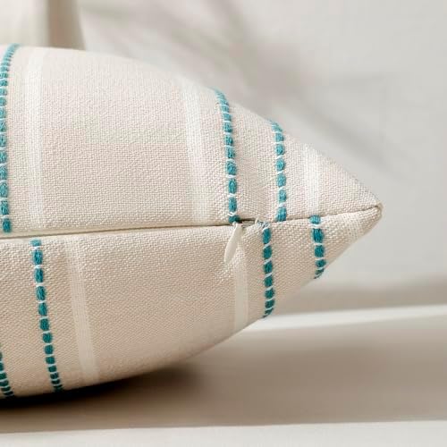 Hckot Stripe Throw Pillow Covers 22x22 Set of 2 Teal Blue Pillow Covers - Image 3
