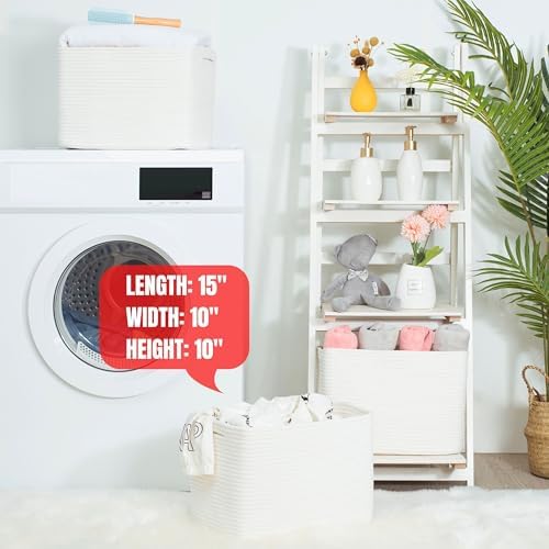 MINTWOOD Design 3-Pack Storage Baskets for Shelves, Playroom and Classroom, Book Basket, Decorative Cube Bins, Woven Closet Organizers, Baby Nursery Baskets, Creamy White - Image 7
