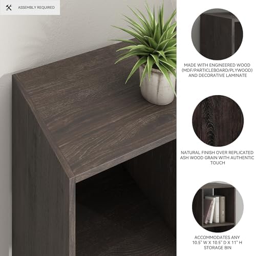 Signature Design by Ashley Piperton 6 Cube Storage Organizer, Freestanding Cubby Bookshelf, Engineered Wood and Decorative Laminate for Playrooms and Offices, Charcoal, 24" W x 36" H - Image 4