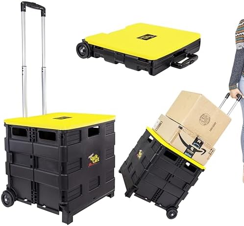 dbest Products Quik Cart Standard Collapsible Rolling Crate - Yellow Lid by dbestproductsInc