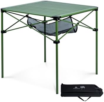 iClimb Lightweight Stable Alu. Folding Square Table Roll Up Top (Green, L) by iClimb