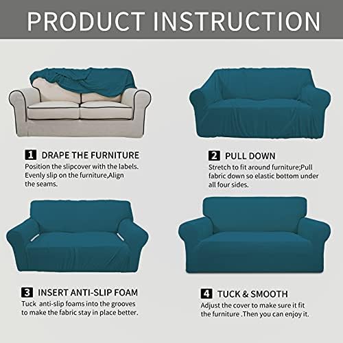 Easy-Going Stretch Oversized Loveseat Couch Covers Washable Peacock Blue - Image 6