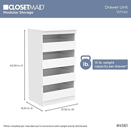 ClosetMaid Modular Storage Unit with 4 Drawers, Wood Closet Organizer, Stacking, Full Backer, Storage, Decorative Trim, White - Image 3