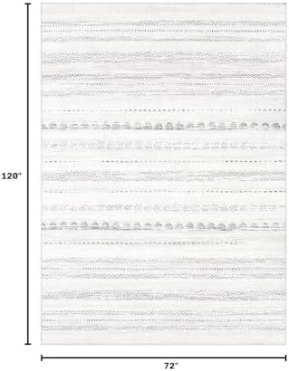 Nakagishi 6x10 Area Rugs Living Room: Washable Boho Large Neutral Soft Farmhouse Rug Stain Resistant Modern Moroccan Non-Slip Indoor Carpet for Bedroom Nursery Kids Playroom Office Dining Room- Gray - Image 2
