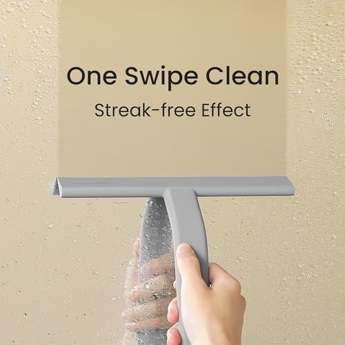 dancemoon JustHang Shower Squeegee with Built-in Hook, 10-Inch Gray - Image 2