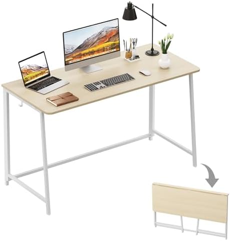 WOHOMO Folding Desk, 47.2" Foldable Computer Table for Small Spaces, Oak by WOHOMO