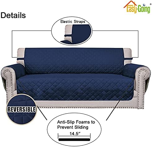 Easy-Going Chair Sofa Slipcover Reversible Sofa Cover Water Resistant Couch Cover Furniture Protector Cover with Elastic Straps for Pets Kids Children Dog Cat (Chair, Navy/Navy) - Image 3