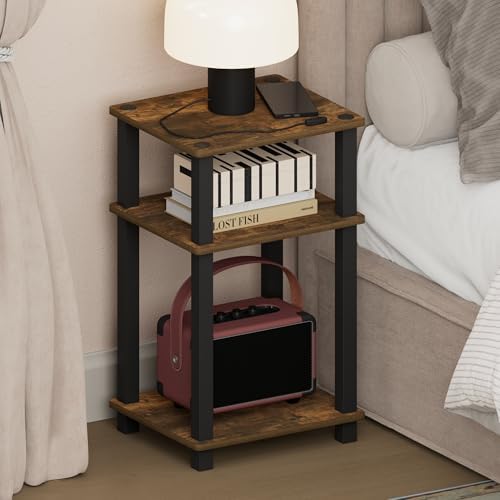 Furinno JUST 3-Tier Toolless Night Stand, Open Shelf, Amber Pine by Furinno-FitsYourSpaceFitsYourBudget