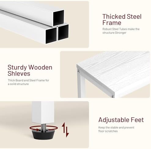 SLEEPING LAMB Narrow Small Side Table for Small Space, 2 Tier Sofa Skinny End Table for Living Room, Bedroom Beside Slim Nightstand, White - Image 5