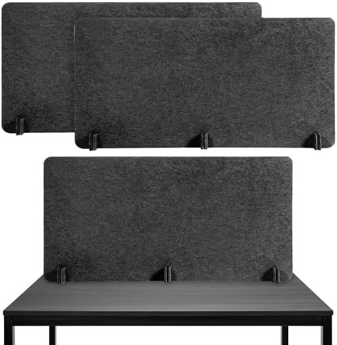 DoubleFill 2 Pack Acoustic Desk Divider Partition 23.6 x 47.2" Stand up Freestanding Privacy Panel Noise Visual Distractions Reducing Table Divider for Student Reception Area Office (Deep Gray) by DoubleFill