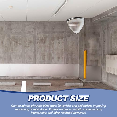 Suzile 1 Pieces 26 Inch Acrylic Quarter Dome Mirror Convex Corner Safety Mirror High Viewing Angle Blindspot for Wall Warehouses Offices Retail Stores Parking Garages - Image 6