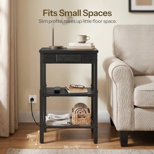HOOBRO End Table with Charging Station, Adjustable Height Small Side Table - Image 6